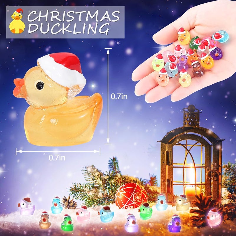 GliSun Christmas Mini Resin Ducks 160 Pack Luminous Tiny Duck Glow in The Dark for Garden Micro Landscape Ornament Dollhouse Plastic Tiny Figurines Birthday Party Favors DIY Decoration Craft - Image 2